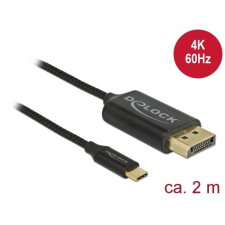 DELOCK USB-C koax kábel DisplayPort-hoz (DP Alt Mode) 2 m fekete (83710) kábel és adapter