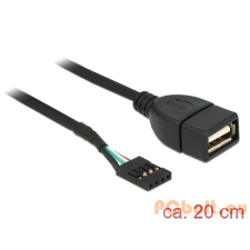 DELOCK USB Pin header female &gt; USB 2.0 type-A female 20cm Cable kábel és adapter