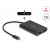 DELOCK USB Type-C adapter 2 x DisplayPort 4K 60 Hz-hez DisplayLink grafikával és USB PD-vel