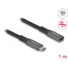 DELOCK USB Type-C male to female PD 3.0 100W cable 1m Grey Metal 80022