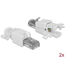 DELOCK UTP Cat.6A RJ45 csatlakozó Szürke - 2 db kábel és adapter