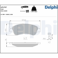 DELPHI fékbetétkészlet, tárcsafék DELPHI LP1727 autóalkatrész