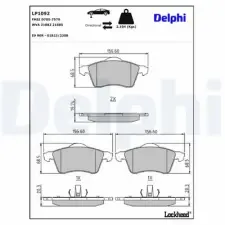 DELPHI fékbetétkészlet, tárcsafék LP1092 fékbetét