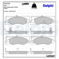 DELPHI fékbetétkészlet, tárcsafék LP1318 autóalkatrész