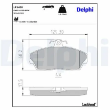 DELPHI fékbetétkészlet, tárcsafék LP1450 fékbetét
