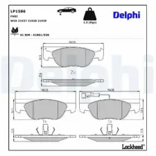 DELPHI fékbetétkészlet, tárcsafék LP1586 fékbetét