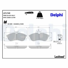 DELPHI fékbetétkészlet, tárcsafék LP1749 fékbetét