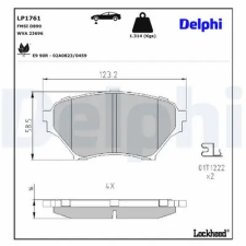 DELPHI fékbetétkészlet, tárcsafék LP1761 fékbetét