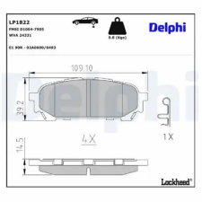 DELPHI fékbetétkészlet, tárcsafék LP1822 fékbetét