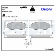 DELPHI fékbetétkészlet, tárcsafék LP2010 fékbetét