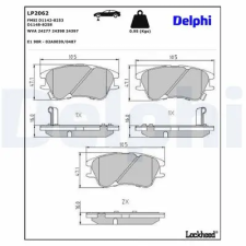 DELPHI fékbetétkészlet, tárcsafék LP2062 fékbetét
