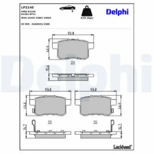 DELPHI fékbetétkészlet, tárcsafék LP2145 fékbetét