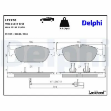 DELPHI fékbetétkészlet, tárcsafék LP2238 autóalkatrész