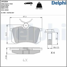 DELPHI fékbetétkészlet, tárcsafék LP2254 fékbetét