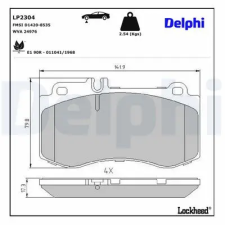 DELPHI fékbetétkészlet, tárcsafék LP2304 fékbetét