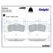 DELPHI fékbetétkészlet, tárcsafék LP3542 fékbetét