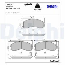 DELPHI fékbetétkészlet, tárcsafék LP3616 autóalkatrész