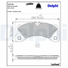 DELPHI fékbetétkészlet, tárcsafék LP3730 fékbetét