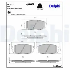 DELPHI fékbetétkészlet, tárcsafék LP3877 fékbetét