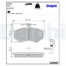 DELPHI fékbetétkészlet, tárcsafék LP429 fékbetét