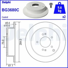 DELPHI féktárcsa BG3680C autóalkatrész