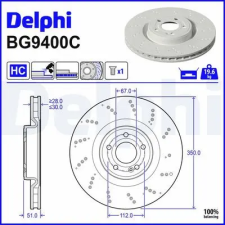DELPHI féktárcsa BG9400C autóalkatrész