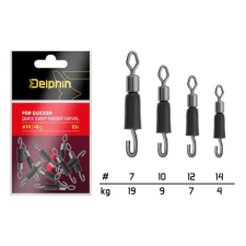 Delphin FDR Quicker Csavarodás mentes gyors forgókapocs 10db #10 9kg horgászkiegészítő