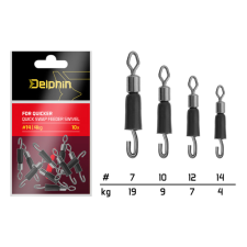 Delphin FDR Quicker Csavarodás mentes gyors forgókapocs / 10db - #7/19kg horgászkiegészítő
