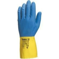 Delta Kesztyű Duocolor kétszer mártott latex pamut bolyhozással blue/yellow 7,5