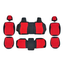  Deluxetuning univerzális autósüléshuzat-szett, textil anyagból, fekete-piros, első-hátsó, osztott ülés gyerekülés huzat, betét