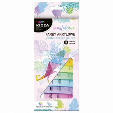 DERFORM Akrilfesték készlet, 12 db-os, 12x12ml, Kidea, pasztel színek akrilfesték