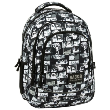 DERFORM BackUp iskolatáska, hátizsák - 3 rekeszes - Black Manga iskolatáska