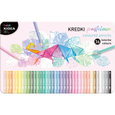 DERFORM Színes ceruzakészlet, 36 db-os, fémdobozos, pasztell, háromszög test, Kidea színes ceruza
