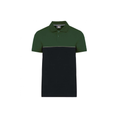 Designed To Work WK210 kétszinű, környezetbarát rövid ujjú galléros póló Designed To Work, Black/Forest Green-M