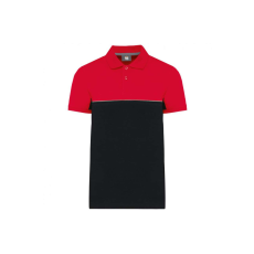 Designed To Work WK210 kétszinű, környezetbarát rövid ujjú galléros póló Designed To Work, Black/Red-L