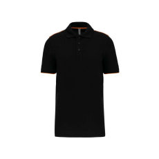 Designed To Work WK270 rövid ujjú férfi galléros póló, kontrasztos diszítésekkel Designed To Work, Black/Orange-3XL