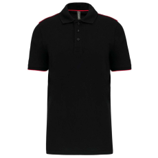 Designed To Work WK270 rövid ujjú férfi galléros póló, kontrasztos diszítésekkel Designed To Work, Black/Red-XL