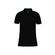 Designed To Work WK271 rövid ujjú Női galléros póló, kontrasztos diszítésekkel Designed To Work, Black/Kelly Green-M