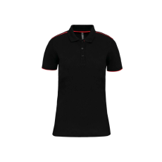 Designed To Work WK271 rövid ujjú Női galléros póló, kontrasztos diszítésekkel Designed To Work, Black/Red-L