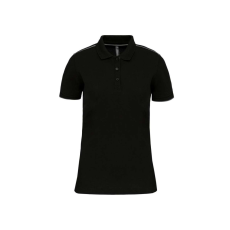 Designed To Work WK271 rövid ujjú Női galléros póló, kontrasztos diszítésekkel Designed To Work, Black/Silver-XS