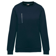 Designed To Work WK403 mellzsebes környakas unisex pulóver, kontrasztos díszítéssel Designed To Work, Navy/Silver-5XL