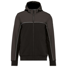 Designed To Work WK450 kétszínű három rétegű, kapucnis softshell dzseki Designed To Work, Black/Dark Grey-XL