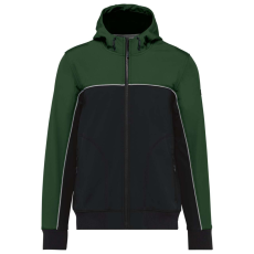 Designed To Work WK450 kétszínű három rétegű, kapucnis softshell dzseki Designed To Work, Black/Forest Green-4XL