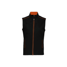 Designed To Work WK6148 férfi mellény három zsebbel és kontrasztos díszítésekkel Designed To Work, Black/Orange-5XL