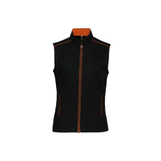 Designed To Work WK6149 Női mellény három zsebbel és kontrasztos díszítésekkel Designed To Work, Black/Orange-L