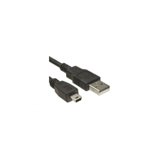 DeTech miniUSB kábel, mini USB dugó, 1,5 m, különleges minőségű, fekete kábel és adapter