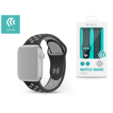 Devia Apple Watch lyukacsos sport szíj - Devia Deluxe Series Sport2 Band - 42/44 mm - black/gray (ST325014) okosóra kellék