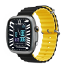 Devia Apple Watch Series 5 40mm deluxe sport pótszíj (kicsi, szilikon, állítható, hullám) fekete/citromsárga