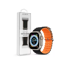 Devia apple watch szilikon sport szíj - deluxe series sport6 silicone two-tone watch band - 38/40/41 mm - black/orange st381591 okosóra kellék