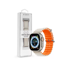 Devia Apple Watch szilikon sport szíj - Deluxe Series Sport6 Silicone Two-tone Watch  Band - 42/44/45/49 mm - starlight/orange (ST381676) okosóra kellék